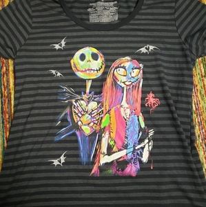 Disney Store Nightmare Before Christmas black & grey striped shirt 2xl (1)